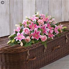 Lily and Rose Casket Spray Pink
